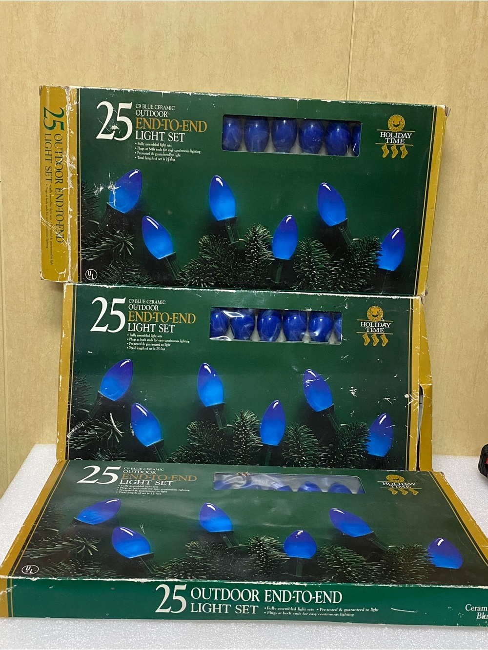 Vintage C9 Blue Ceramic Outdoor Christmas Lights